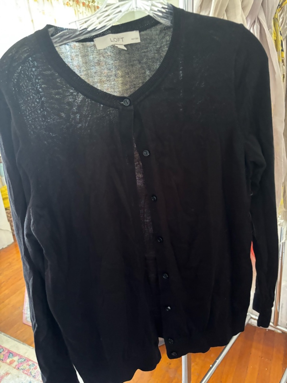 LOFT Black Button Cardigan